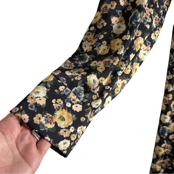 ZARA Yellow Floral V Neck Wrap Dress Long Sleeve Romper - Picture 9 of 9